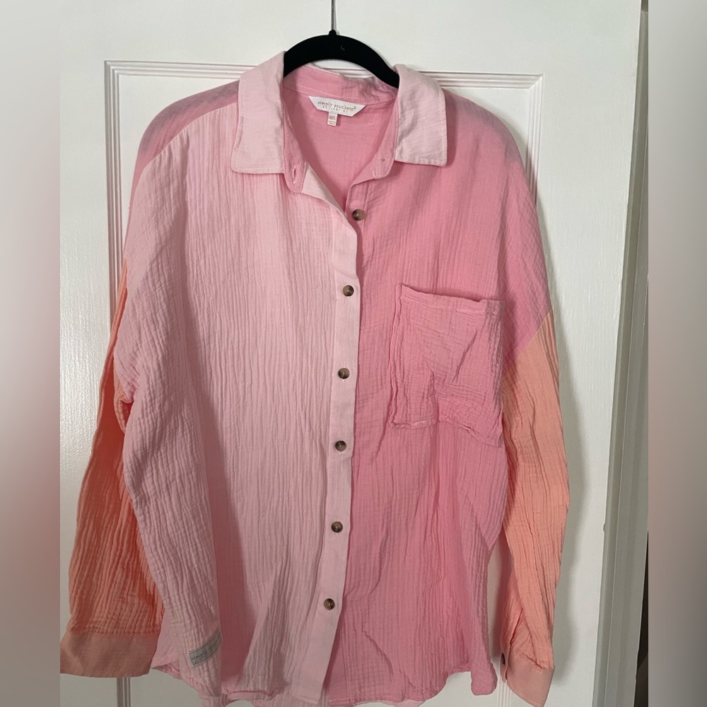 Simply Southern Colorblock Button Down - M/L